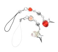 ABOOFAN 2pcs Strawberry Phone Charm Keychain Strap, Cute Kawaii Red Pink Phone Decoration with Cross Star Heart Pendants, Mobile Purse Accessory for Women