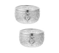 ABOOFAN 2pcs Thai Traditional Design Bowl Carved Tin Serving Bowl for Spa Essential Oils