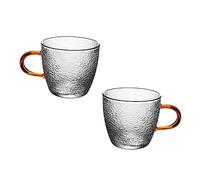 ABOOFAN 2Pcs Transparent Glass Small Tea Cups with Ergonomic Handles Healthy Green Glass Mugs for Hot Beverages Elegant Tea Accessories for Home Office Wedding