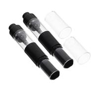 ABOOFAN 2pcs Travel Pressed Powder Brush Set with Refillable Spray Bottle, Black Fiber Bristles Concealer and Foundation Applicator for Portable Makeup Use