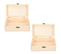 ABOOFAN 2pcs Unfinished Wooden Storage Boxes for DIY Jewelry and Small Cosmetics Organiser, Sturdy Portable Wood Craft Boxes for Arts and Crafts Storage and Creative Projects