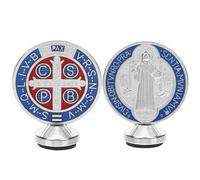 ABOOFAN 2pcs Unique Alloy Saint Benedict Ornament with Excellent Workmanship and Fine Details, for Church or Office Spiritual Décor, Christmas Nativity Scene Collectible Doll