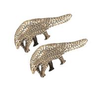 ABOOFAN 2pcs Vintage Brass Pangolin Figurine Solid Decorative Animal Sculpture for Desktop Decoration Elegant Retro Design for Home and Office Feng Shui Luck Success Art Collectible