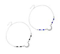 ABOOFAN 2pcs Vintage Moon Pattern Frontlet Hair Decor with Natural Crystal Beads, Delicate Bridal Head Chain Hair Accessories for Wedding and Photography, Antique Silver Dark Blue