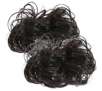 ABOOFAN 2pcs Wavy Curly Hair Bun Claw Clip Hairpieces Synthetic Messy Bun Hair Pieces for Women Natural Black Extensions