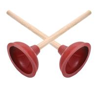 ABOOFAN 2pcs Wooden and Rubber Toilet Plunger Suction Stick for Removing Blockages, Easy to Clean Bathroom Drainage Tool Suitable for Home and Office Use