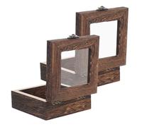 ABOOFAN 2pcs Wooden Butterfly Specimen Display Boxes with High Transparency Pvc Lid and Elegant Rustic Design for Outdoor Display and Home Decoration in Brown