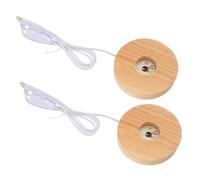 ABOOFAN 2pcs Wooden LED Light Base Stand for Crystal Glass Sphere Display with Warm USB Lighting Decorative and Jewelry Display Holder for Home Cafe Living Bookshop