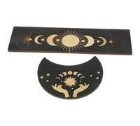 ABOOFAN 2pcs Wooden Tarot Card Holders with Moon and Rectangular Shapes, Delicate and Wear-resistant Design, Space-saving Card Deck Stands for Home and Bedroom Decoration