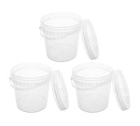 ABOOFAN 3 Pack 1L Ice Cream Bucket with Lid, Transparent Ice Cream Bucke Plastic Storage Container with Carry Handle for Food Storage, Transparent