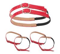 ABOOFAN 3 Pairs Elastic Adjustable Ankle Straps for High Heel Shoes and Sandals, Red Pu Material with Metal Buckle, Resilient No-slip Shoe Tighteners for Wedding and Formal Occasions