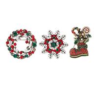 ABOOFAN 3 Pcs Retro Christmas Brooches Alloy Vintage Pins with Bright Luster Frost Pattern and Christmas Boot Shapes Random Color