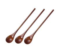 ABOOFAN 3 Pieces Wooden Mixing Spoons Natural Wood Kitchen Spoons Round Handle for Cooking Eating Coffee Tea Dessert
