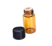 ABOOFAN 30pcs Mini Glass Amber Vials Bottles Black Fine Thread Caps for Essential Oils Chemistry Samples