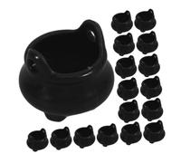 ABOOFAN 32pcs Mini Plastic Cauldron Set Black Halloween Miniature Witch Pots for Dollhouse Decoration Party Favors Compact Portable Spooky Ornaments with Fade Resistant Finish