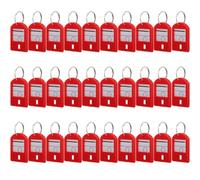 ABOOFAN 35pcs Red Key Tag Labels with White Label and Plastic Cover Stylish Abs Key Organizers for Organization for USB Flash Drives and Suitcases