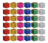 ABOOFAN 36Pcs Mini Christmas Tree Ornaments Foil Wrapped Boxes with Foam Core for Xmas Decorations and Party Hanging Baubles