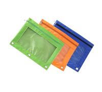 ABOOFAN 3Pcs Detachable Binder Pencil Pouch with Zipper Transparent Oxford Cloth Multi-Color Pen Holders for Office School Organization and File Storage