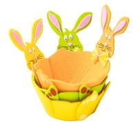 ABOOFAN 3Pcs Easter Bunny Felt Storage Baskets Small Decorative Easter Buckets in Green, Yellow, and Orange for Party Candy Holder and Egg Hunt Treat Bags