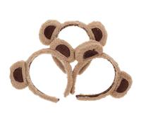 ABOOFAN 3Pcs Fluffy Bear Ears Headband Cute Plush Hairband Small Brown Bear Headwear for Christmas Halloween Party Cosplay Skincare Hair Accessory