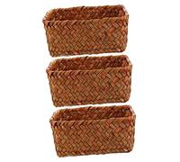 ABOOFAN 3pcs Hand-woven Seaweed Storage Basket for Fruit Bread and Snacks Lightweight Display Box for Kitchen and Living Room Use Handcrafted from