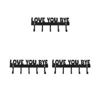 ABOOFAN 3pcs Love You Bye Wall Key Holder with 5 Hooks, Black Iron | Rustic Wall Mounted Hooks for Keys, Screws Hardware Included, Space Saving for Office Workers and Apartment Renters