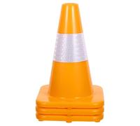 ABOOFAN 3pcs Road Safety Cones with Reflective Collar for Outdoor Use Portable Plastic Traffic Cones in Yellow for Nighttime Safety Assurance