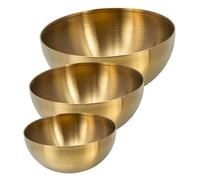 ABOOFAN 3pcs Salad Bowl Set Round Serve Fruit Bowl Gold Salad Bowels Storage with Lid Small White Large Versatile Golden Stainless Steel