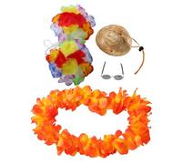 ABOOFAN 4 Pcs Hawaiian Goose Costume Set with Flower Wreath Straw Hat and Sunglasses for Summer Parties Beach Vacations and Outdoor Gatherings Eye Catching Goose Outfits