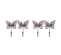 ABOOFAN 4 Pcs Pink Butterfly Wall Hooks Vintage Metal Coat Hook for Door | Brushed Iron Finish, Anti Snag Ball Tip, Heavy Duty Hold, Boho Shabby Chic Decor for Rooms