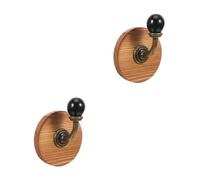 ABOOFAN 4 Pcs Vintage Ceramic Wall Hook with Wood Base, Black Single Hanger | Wood Ceramic Metal Build, Smooth Antique Knob Finish, for Purses and Hats in Mudroom or Bathroom