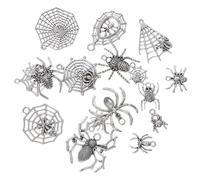 ABOOFAN 48pcs Halloween Spider Charms Alloy Spider and Intricate Web Pendants for DIY Jewelry Making Spooky Metal Halloween Decorations for Bracelets and Necklaces