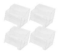 ABOOFAN 4Pcs Acrylic Business Card Holder Organizer Box Desk Business Card Display Stand with 2 Compartments Office Desktop Name Storage Rack for Visiting