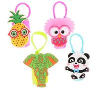 ABOOFAN 4pcs Cartoon Silicone Hand Bottle Covers 30ml Small Refillable Bottle Sleeves Elephant Panda Pineapple Owl Design for Travel and Daily Use