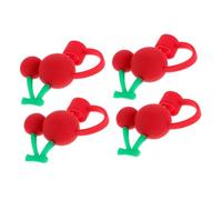 ABOOFAN 4pcs Cherry Silicone Straw Tip Covers Reusable Drinking Straw Caps for Outdoor Water Bottles Dustproof Funny Fruit Accessories for Tumblers