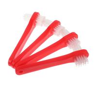 ABOOFAN 4pcs Denture Brush Dual Head Partial Denture Cleaning Brush Pp Nylon Small Red Travel and Home