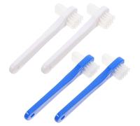 ABOOFAN 4pcs Double Head Toothbrush Set for Adults with Ergonomic Handle and Pp Material, Small Size for Semi-Denture and Partial Denture Cleaning, Easy to Carry Oral Care Tool