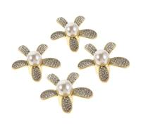 ABOOFAN 4pcs Golden Flower Drawer Knobs Single Hole with Sparkling Rhinestones Elegant Cabinet Pulls for Dressers Wardrobes and Cupboards Romantic Luxury Flower Handles for Home Decor