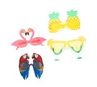 ABOOFAN 4pcs Hawaiian Party Sunglasses Flamingo Pineapple Parrot Lemon Designs Fun Summer Photo Props for Adults Vibrant Accessories for Festivals