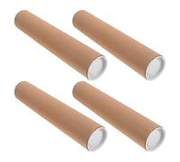 ABOOFAN 4pcs Kraft Paper Cardboard Mailing Tubes with Caps 33x7cm 3mm Thick Poster Storage Tubes for Document and Artwork Shipping for Office and Mailing Use