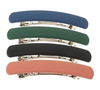 ABOOFAN 4Pcs Large Matte French Spring Hair Clips for Thick and Fine Hair, Rectangle Flat Barrettes Ponytail Holders in Pink, Navy, Olive, and Black for Women and Teens