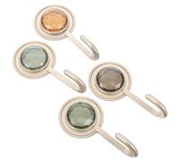 ABOOFAN 4pcs No Trace Adhesive Wall Hooks Strong Adhesive Power Plastic Towel Hooks Elegant Luxurious Rhinestone Design for Bathrooms Behind Doors Random Color