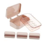 ABOOFAN 4pcs Pink Soap Dish with Lid Dual Drainage Layer Portable Draining Soap Holder Case for Bathroom Kitchen Sink Travel Camping Gym Toiletries Essentials