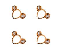 ABOOFAN 4pcs Plush Tiger Ears Headband for Drama Students | Soft Flannel Finish, Lightweight Non-slip Wear, Vivid Striped Look, Party Plays Family Gatherings