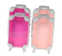 ABOOFAN 4pcs Portable Mini Eyelash Storage Case Plastic Mini Suitcase Organizer for False Lash Clusters Compact Travel Makeup Vanity Box Protective Lash Container