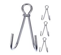 ABOOFAN 4pcs Stainless Steel Dual Reef Drift Hook for Scuba Diving Heavy Duty Double Ended Dive Hook with Streamlined Design for Secure Gear Attachment and Enhanced Water Flow