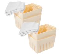 ABOOFAN 4pcs Tofu Press Mould Plastic DIY Homemade Tofu Maker Pressing Mold Kit Cheese Press/Soybean Curd/Cheese Cloth Kitchen Tools