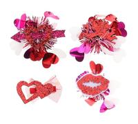 ABOOFAN 4Pcs Valentine’S Day Small Sequin Heart Hair Clips Set with Cupid and Red Lip Alligator Barrettes for Party, Wedding, Birthday Hair Accessories