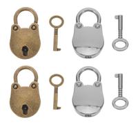 ABOOFAN 4pcs Vintage Bear Head Shaped Small Padlock with Key, Zinc Alloy Miniature Retro Decorative Lock for Secure Locking of Storage Boxes and Diary Books with Antique Finish