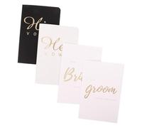 ABOOFAN 4pcs Wedding Vow Books His and Hers with Gold Foil Lettering White Cover Bridal Shower Keepsake Booklets Groom Speech Guide for Confident Wedding Day Speeches